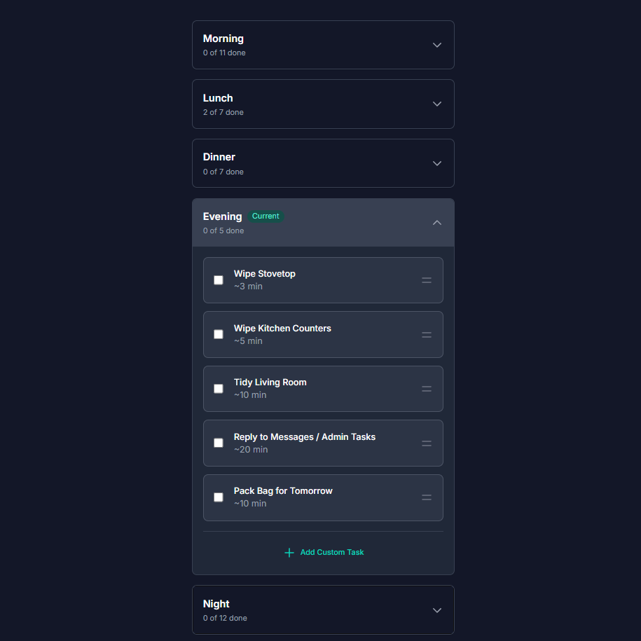 Today’s tasks view, focus on what to do now